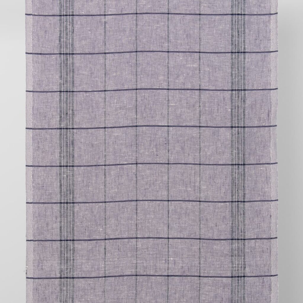 linen towel fabric violet checks