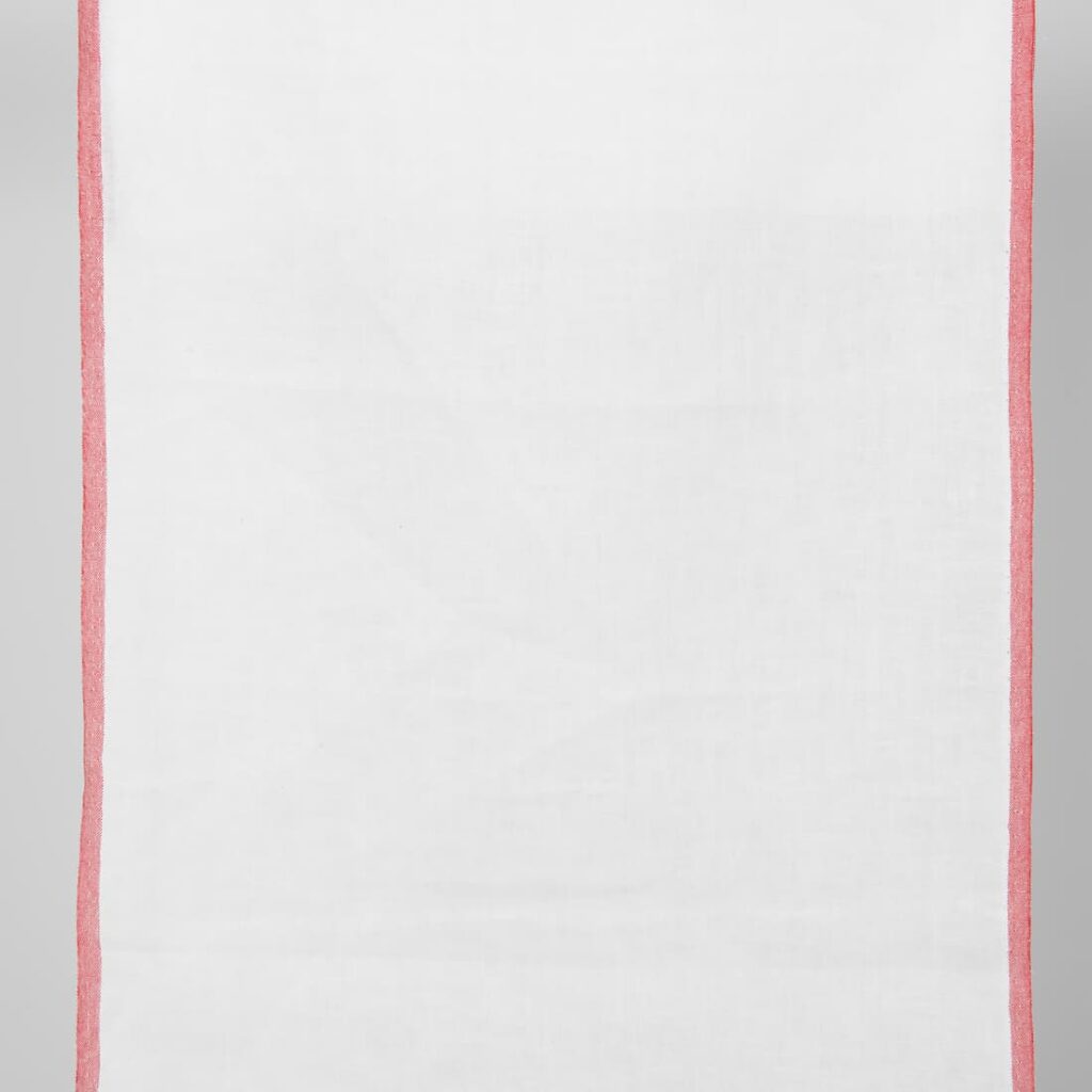 linen towel fabric white with red borders