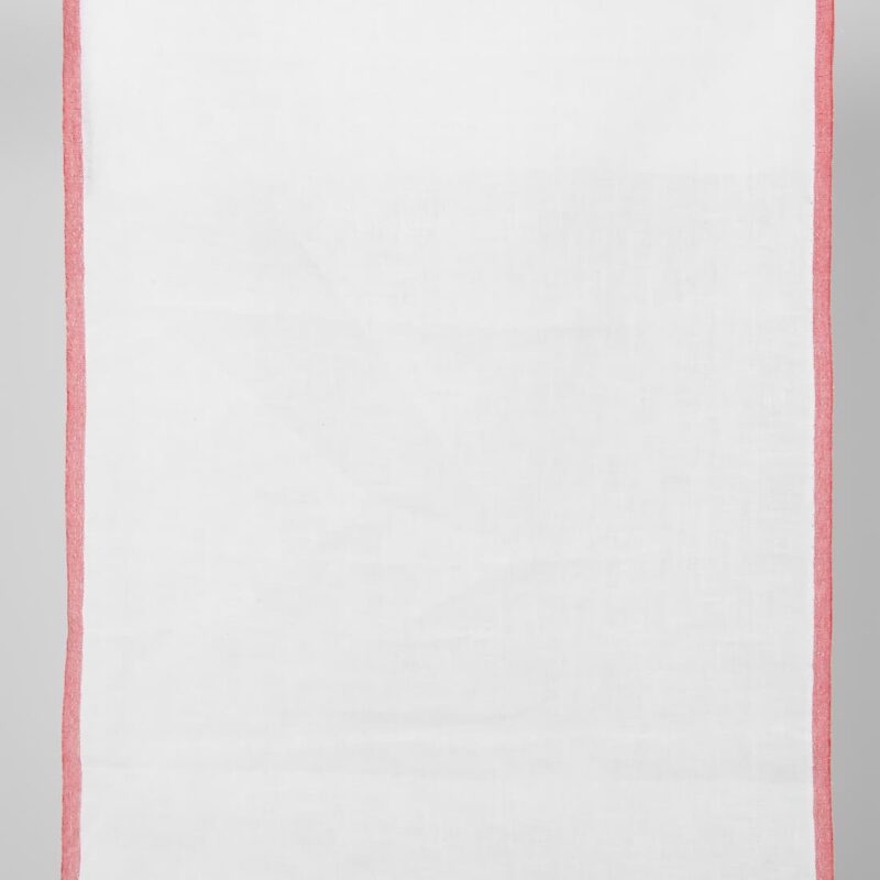 linen towel fabric white with red borders