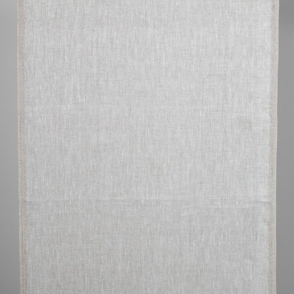 Narrow linen fabric natural beige with white