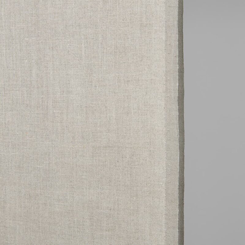 Narrow linen fabric natural beige colour close up detail