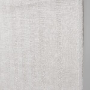 Narrow linen fabric natural and white with textured stripes close up detail