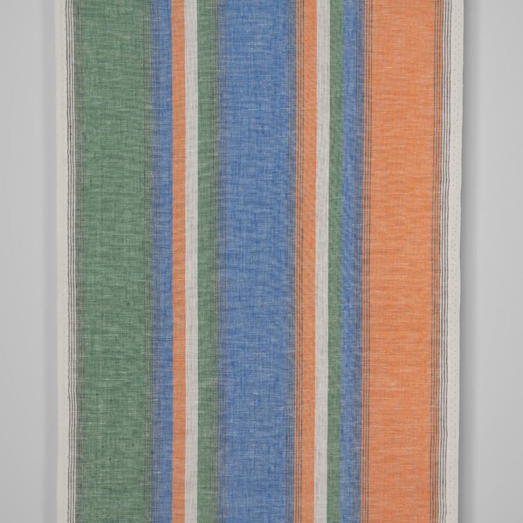 Narrow linen fabric in multicolour stripes