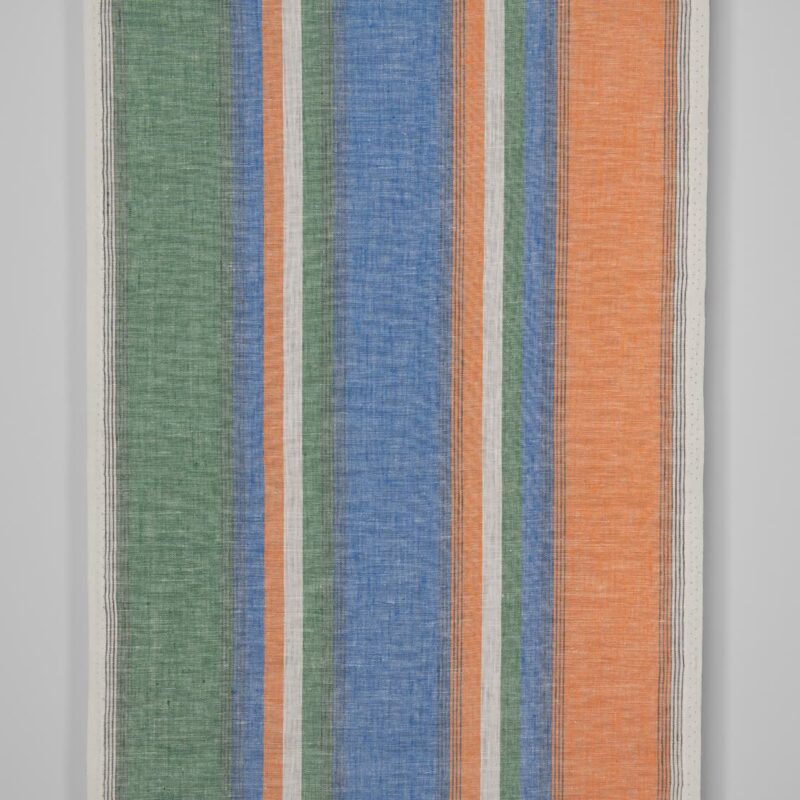 Narrow linen fabric in multicolour stripes