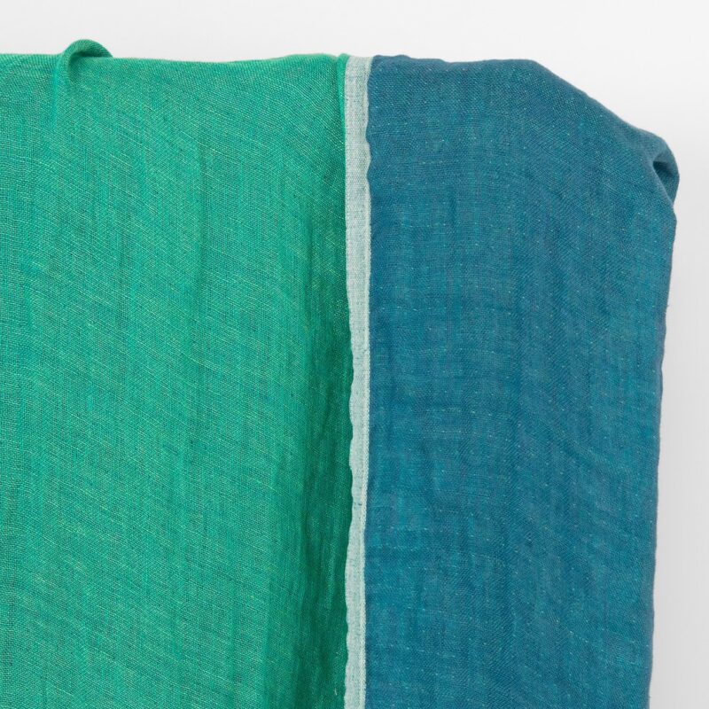 Leinenstoff doppelseitig blau und kühlgrün, gewaschen – Bild 2