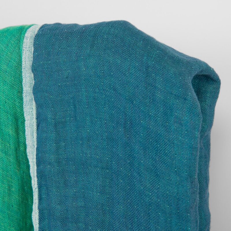 Leinenstoff doppelseitig blau und kühlgrün, gewaschen – Bild 3