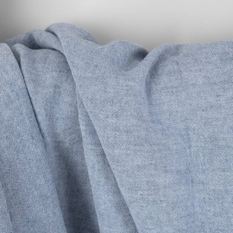 Wide washed linen cotton fabric white and blue mix, extra wide