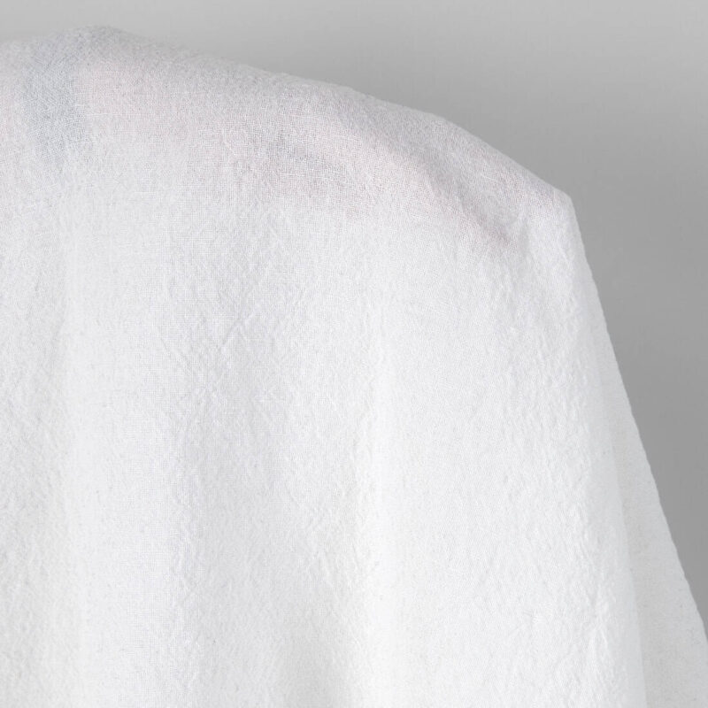 Wide washed linen cotton fabric bright white, plain weave