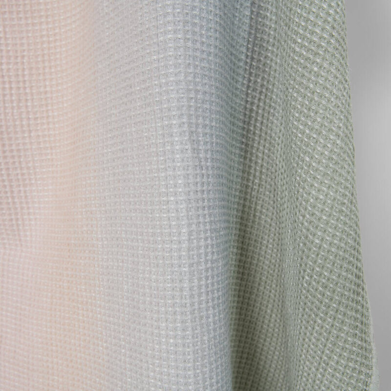 Washed cotton-hemp waffle fabric pink grey green gradient