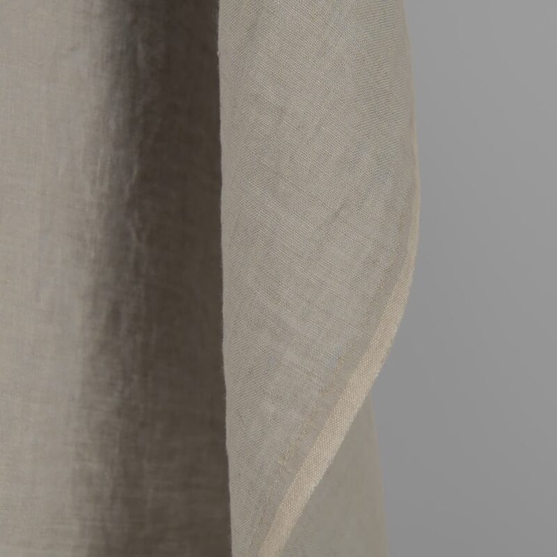 Washed linen fabric cool grey beige colour edge