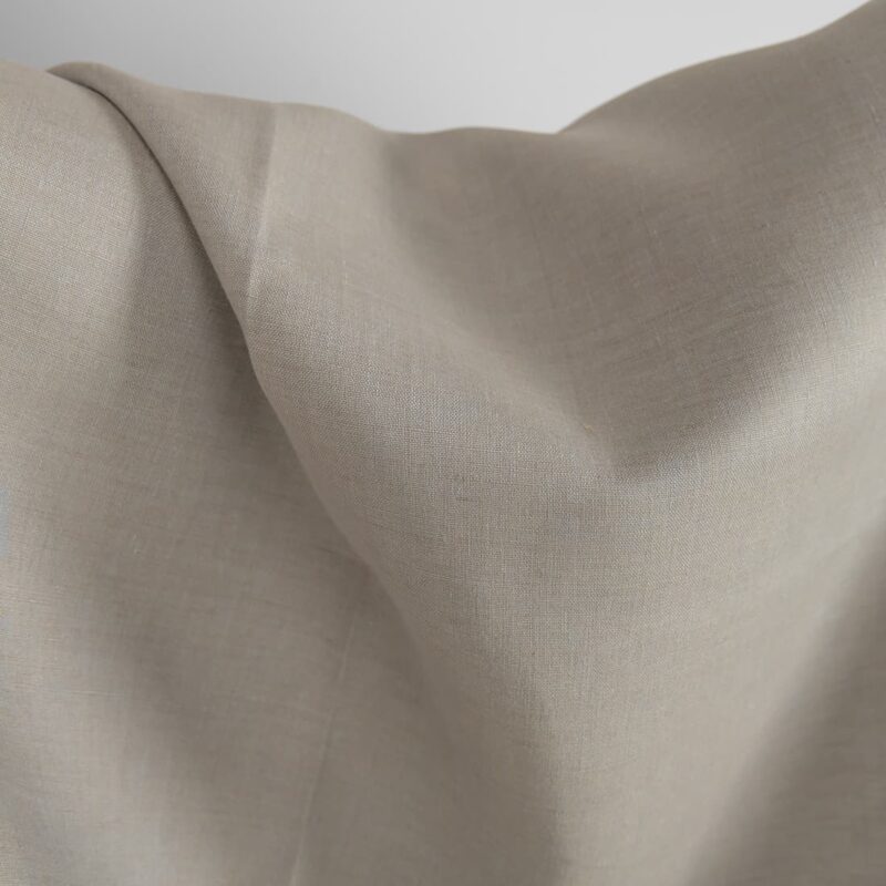 Linen fabric light grey and brown-grey melange, plain weave