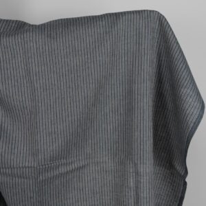 Linen fabric grey and blue-black stripes