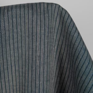 Linen fabric grey and blue-black stripes product photo