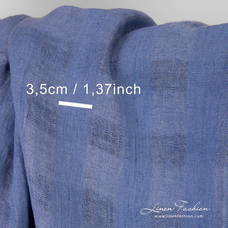 Blue linen fabric check size