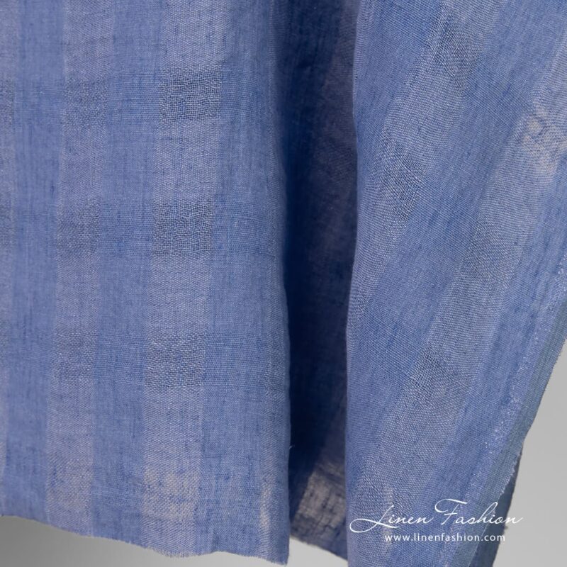 Blue linen fabric in transparent checks