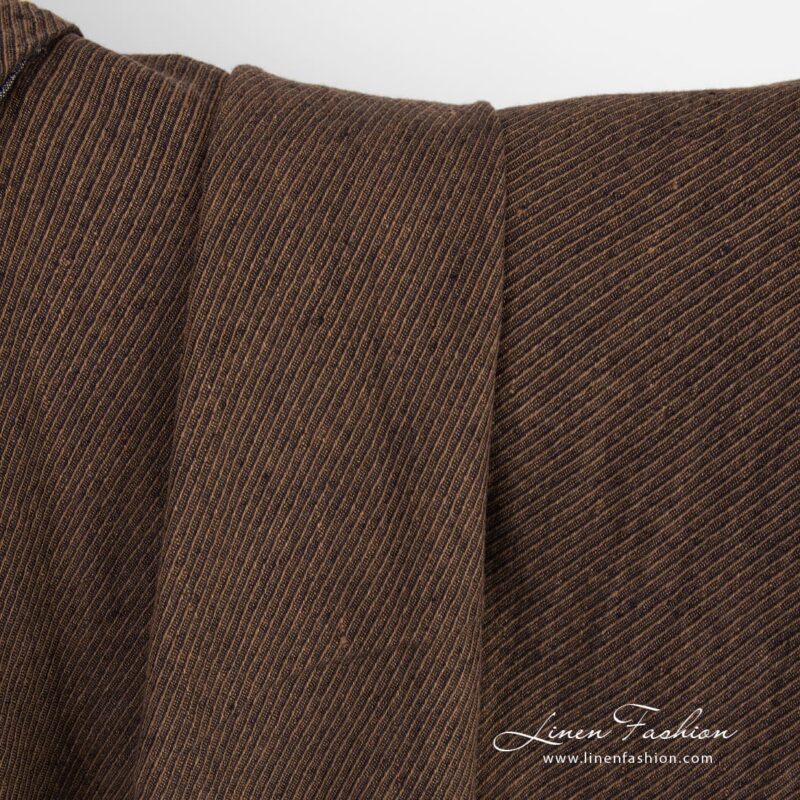 Linen fabric in dark brown and black twills