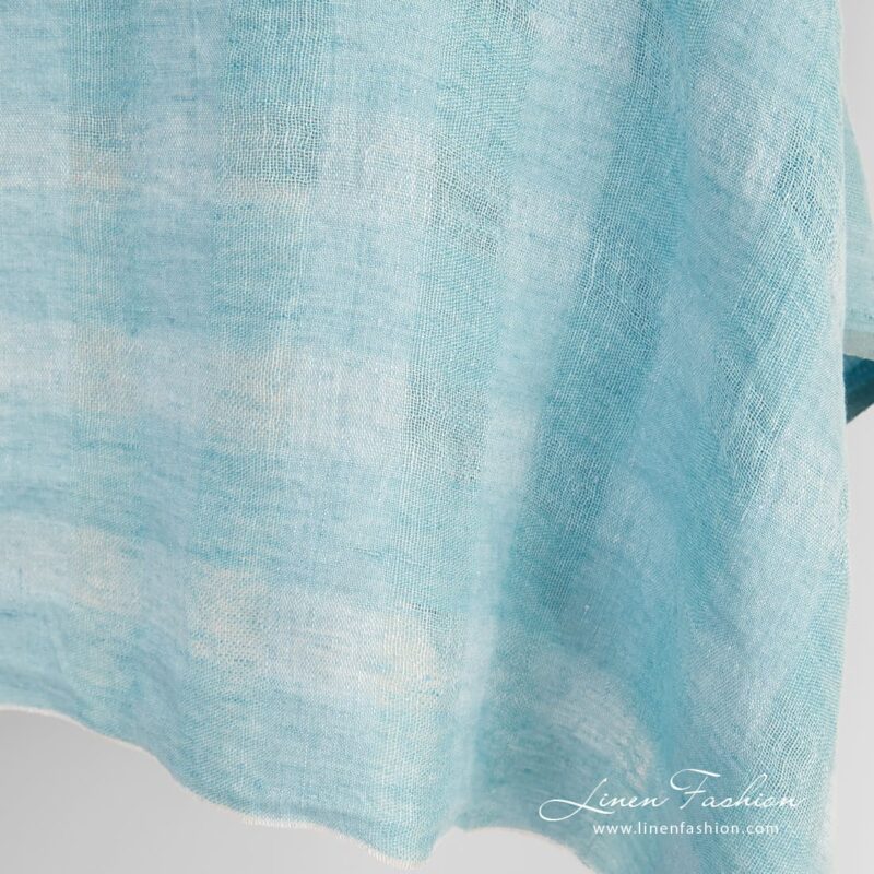 Light blue linen fabric, perfect for scarves, shawls, curtains