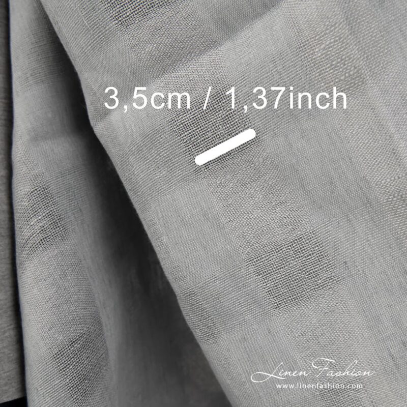 100% linen fabric in grey colour.