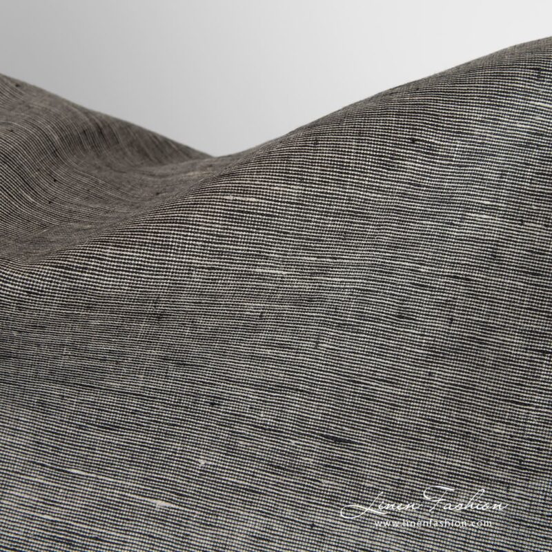 Greyish black linen fabric in melange