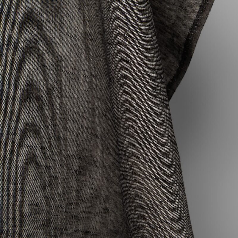 Linen fabric in natural and black pattern, 150cm