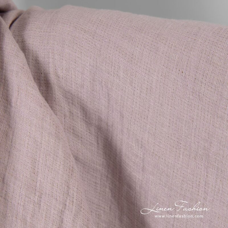 Linen fabric woven in light lilac and light brown colors