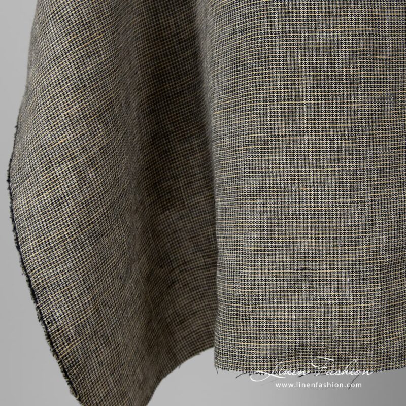 Washed 100% linen fabric in checks.