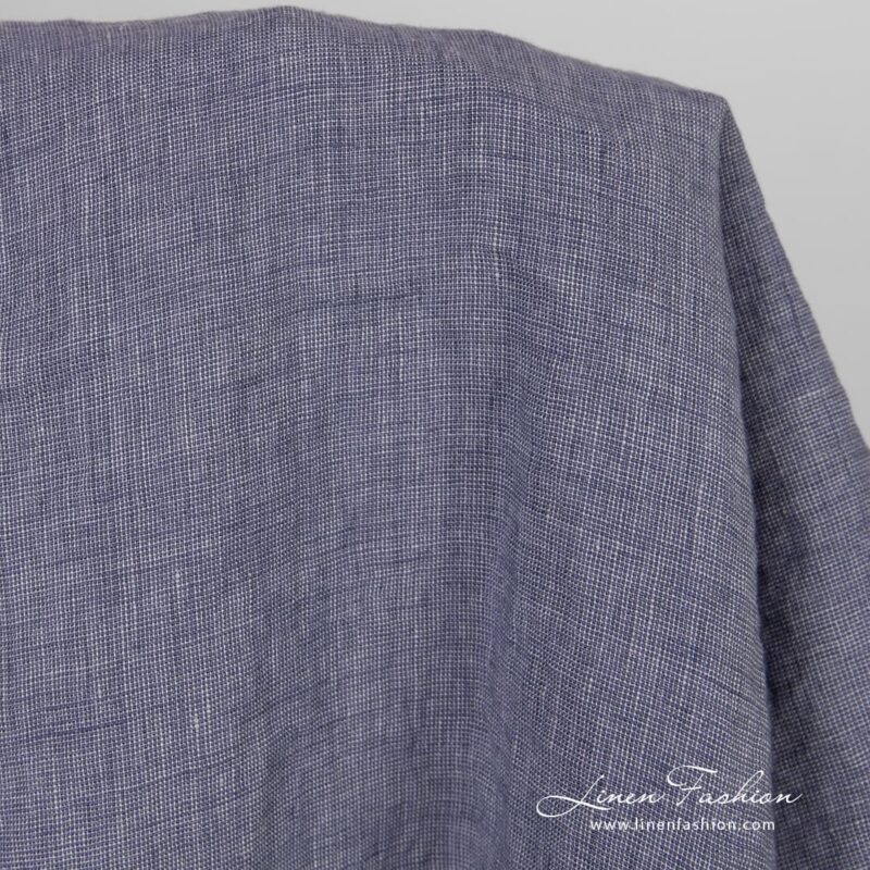Violet linen fabric in melange, washed fabric