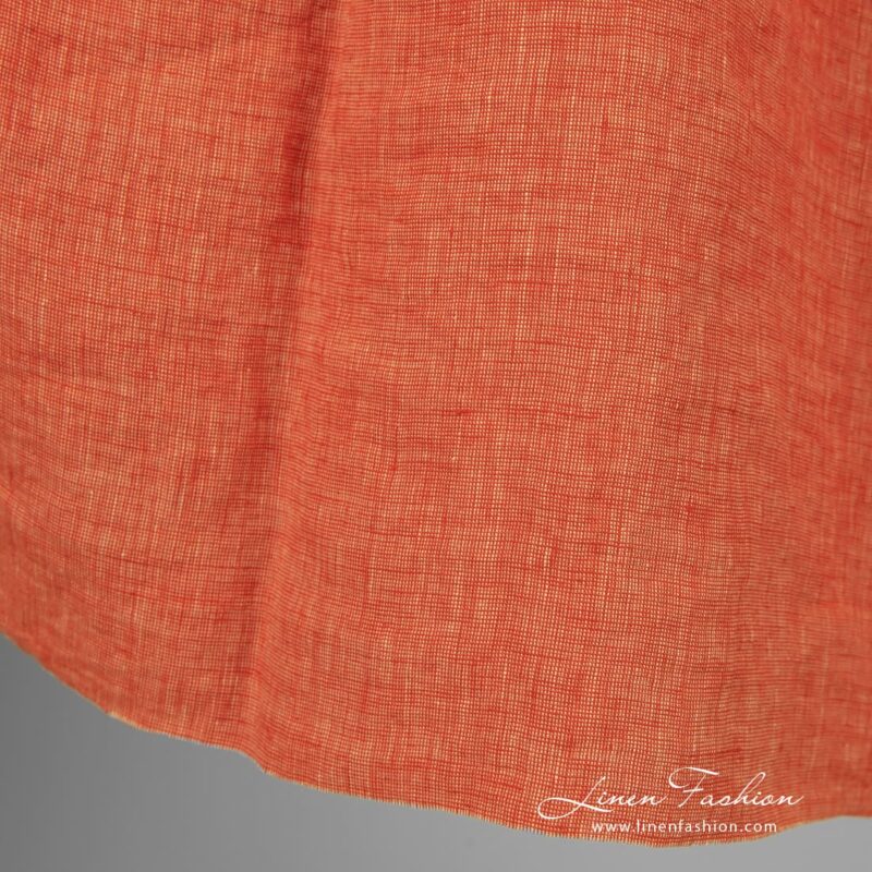Coral linen fabric, washed