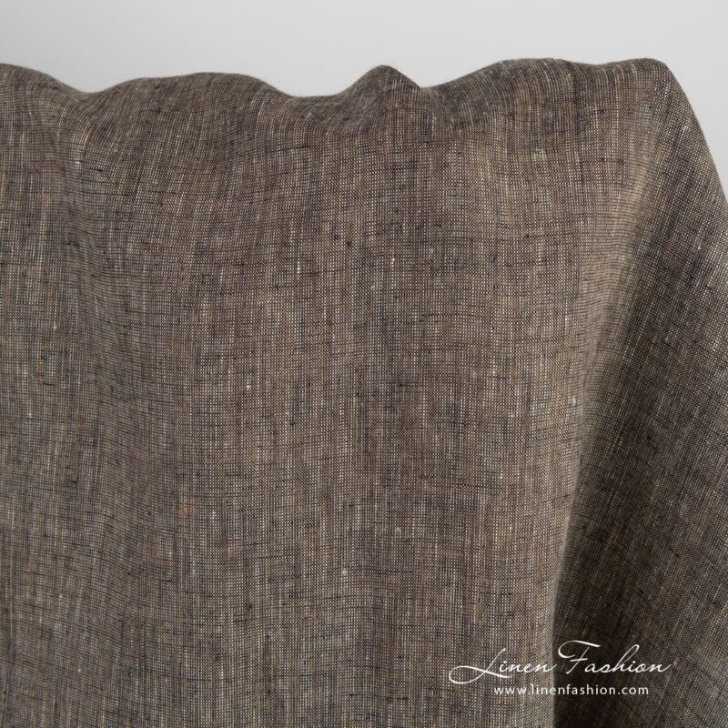 Linen fabric in yellow and brown melange for clothes and home textile