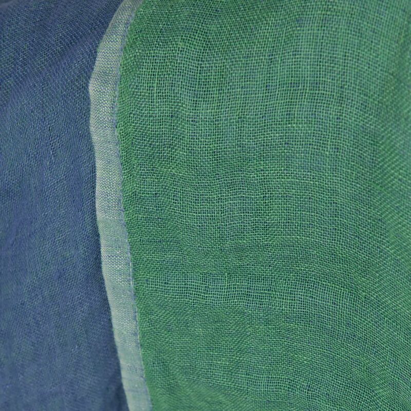 Washed linen fabric blue and green double-sided, double-layer