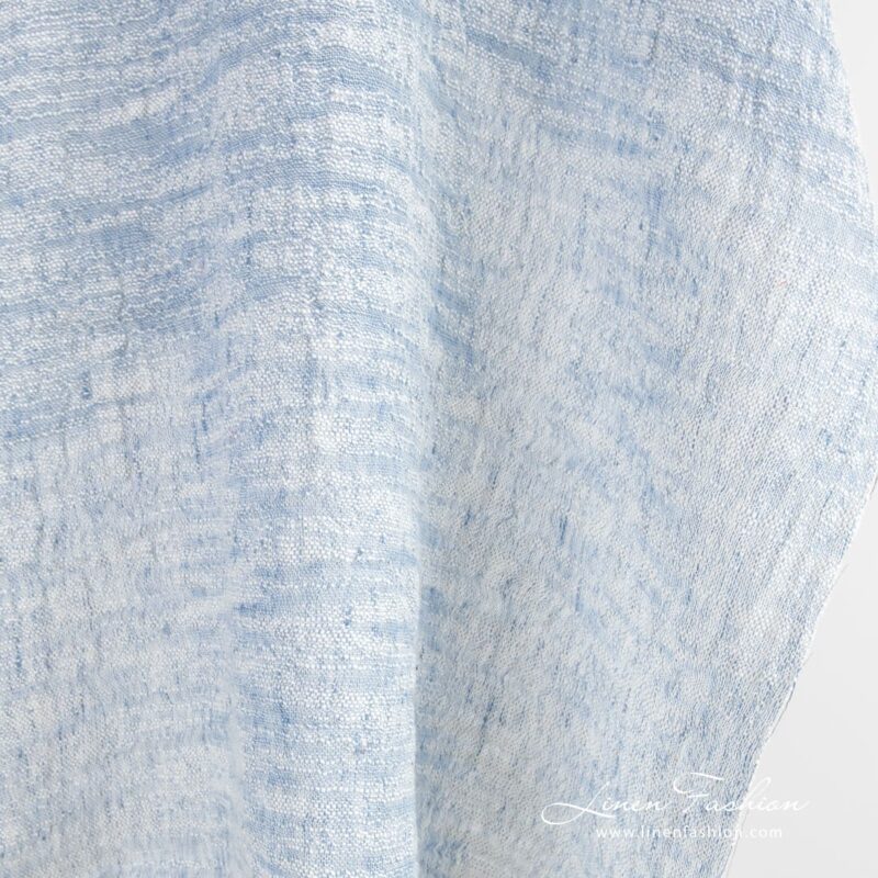 Linen cotton fabric with white stripes