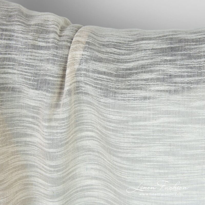Linen cotton greyish fabric with stripes