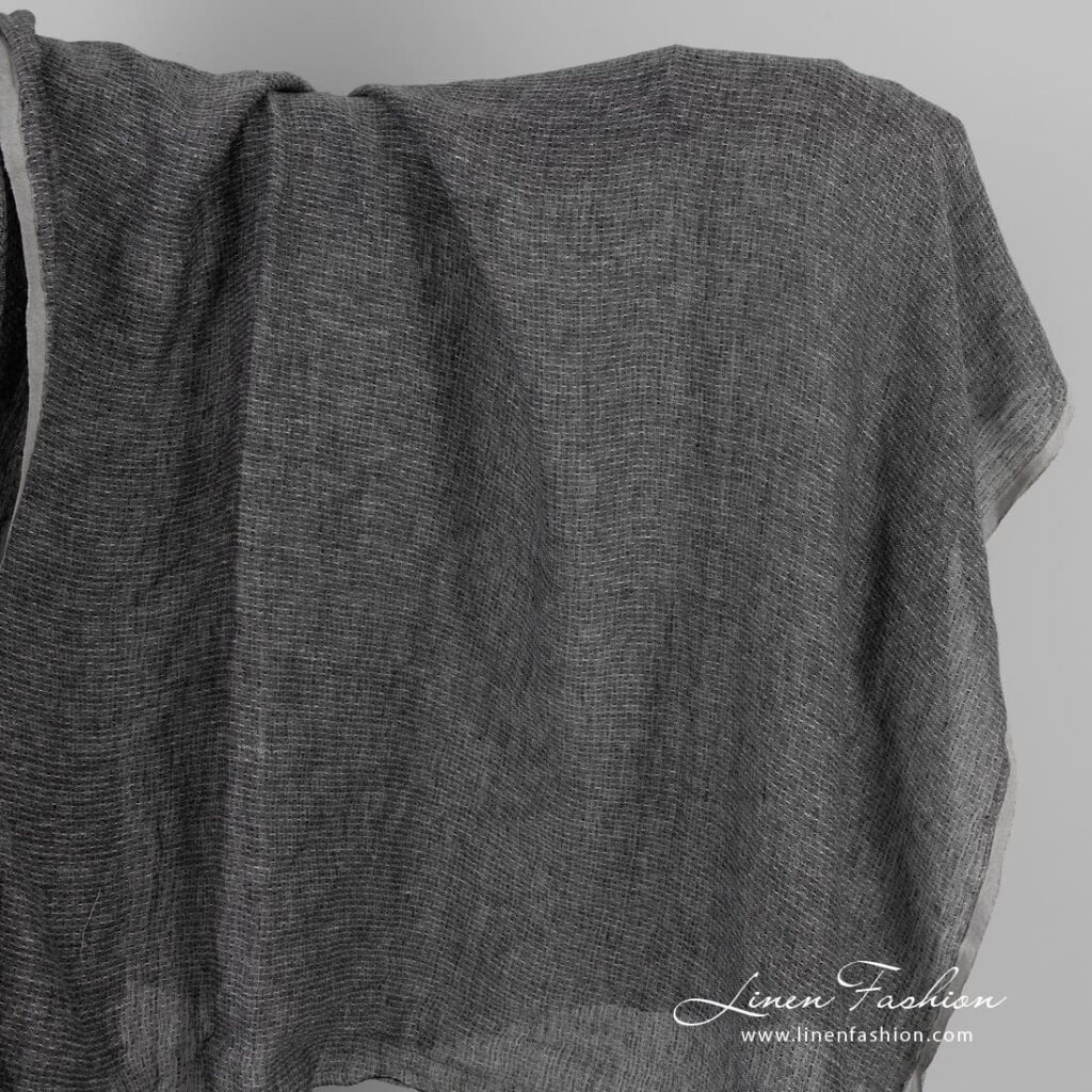 Lightweight black and white linen fabric