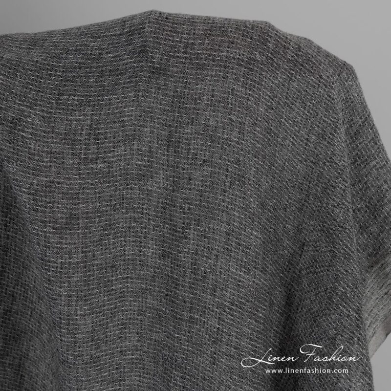 Lightweight black and white linen fabric, washed