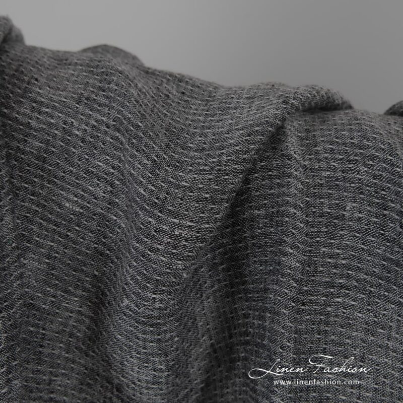 Lightweight black and white linen fabric, specially washed to increase softness