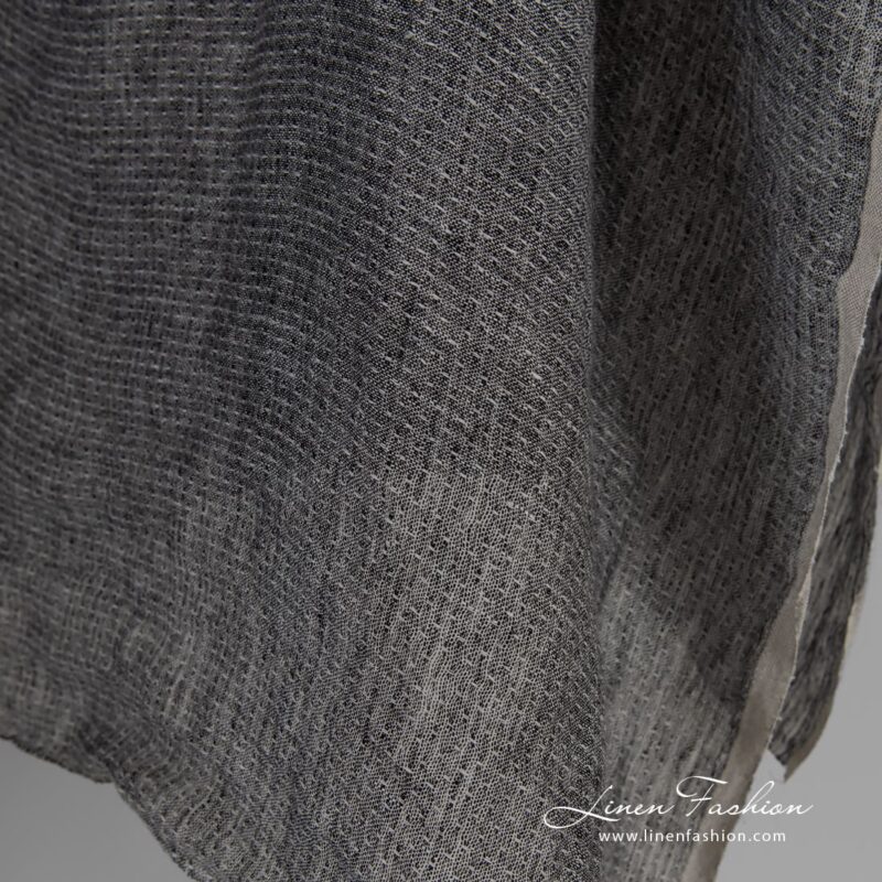 Lightweight black and white linen fabric, perfect for curtains and shawls