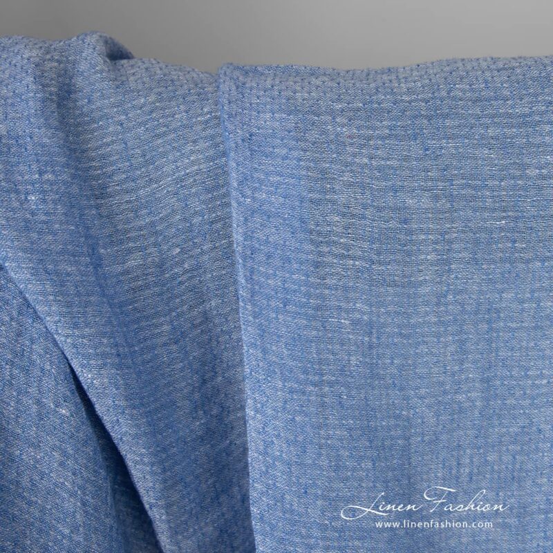 Lightweight washed linen fabric light blue colour product photo