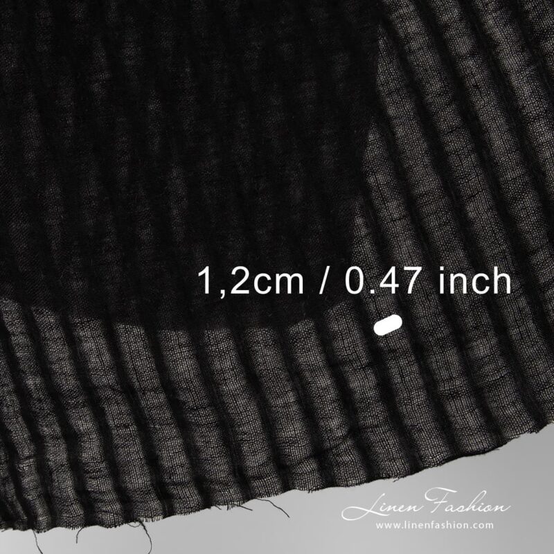 100% linen fabric in black colour.