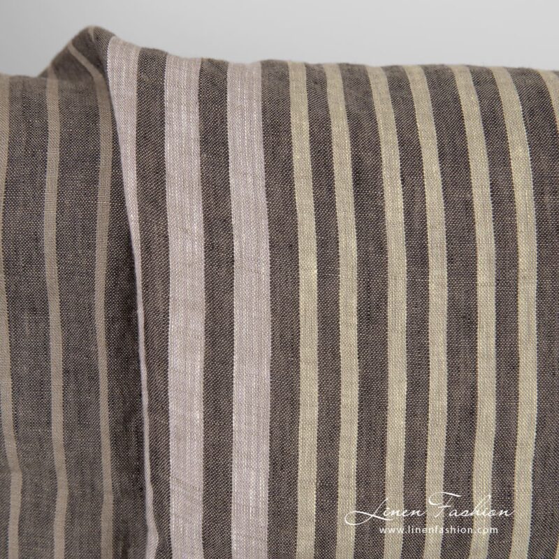 Multicolored linen fabric with stripes