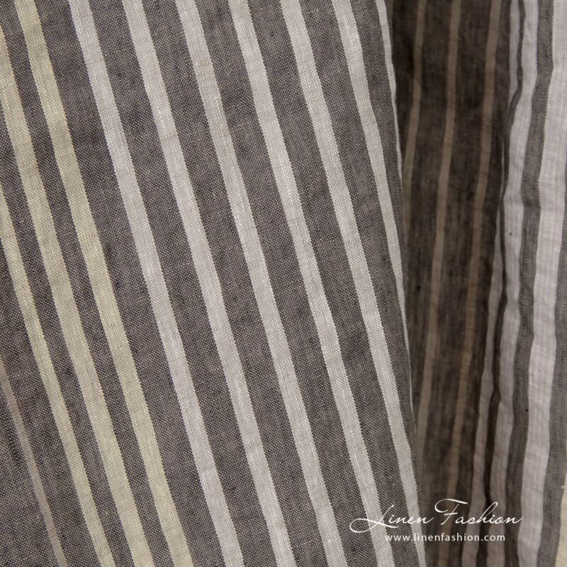 Multicolored linen fabric with stripes, washed fabric