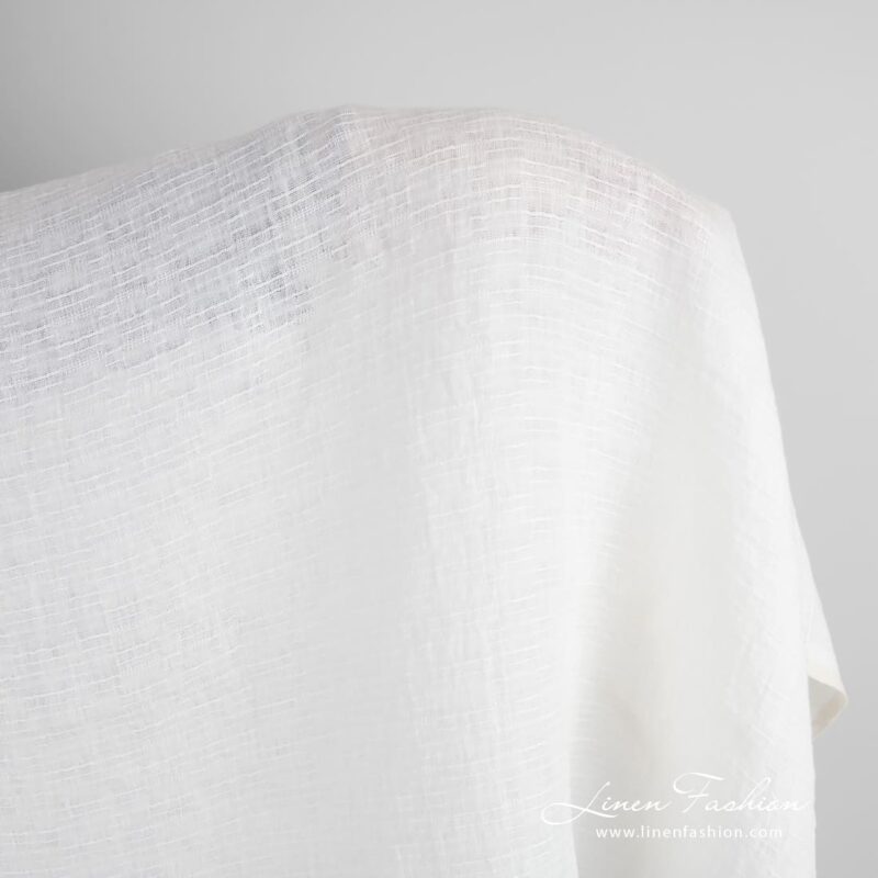 White linen fabric in stripes