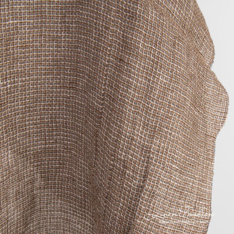 Linen fabric in several shades of brown color