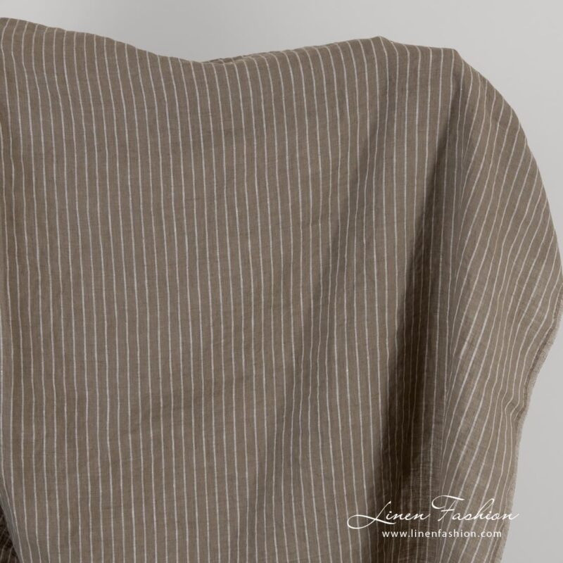 Brown linen fabric in stripes