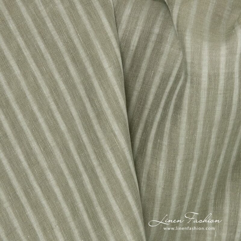 100% linen fabric in green colour.