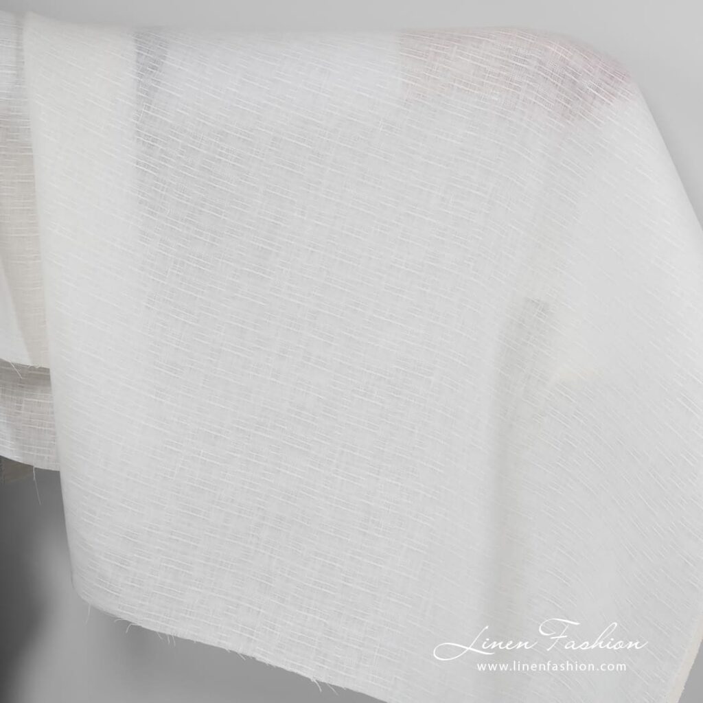 White(off-white) linen fabric.