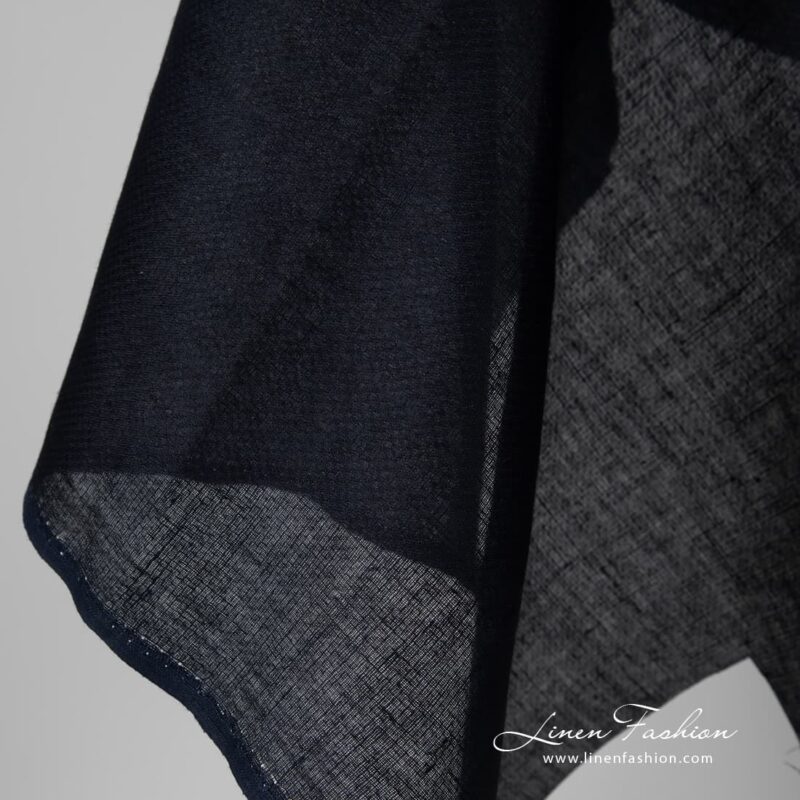 100% linen fabric in midnight blue.