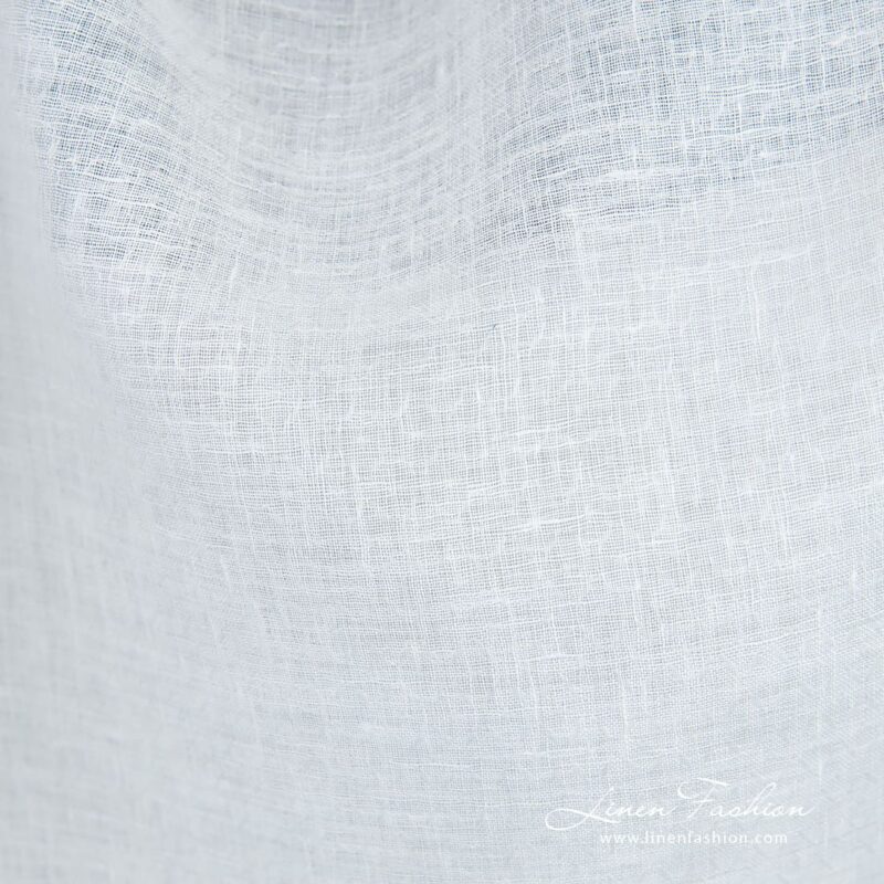 White linen fabric in dobby pattern with diamonds