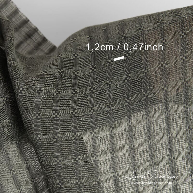 Grey linen fabric in checks