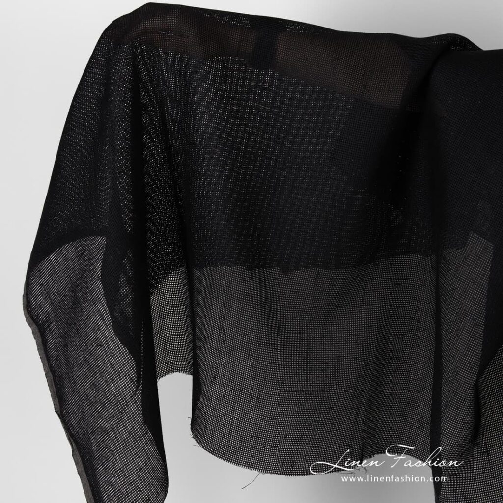Linen fabric black canvas.