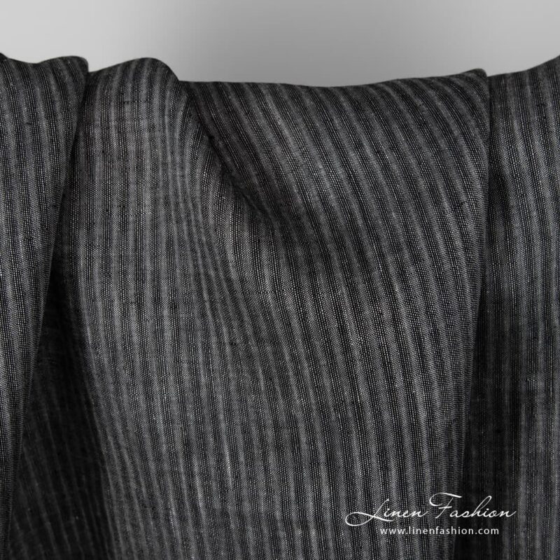 100% linen fabric in black stripes.